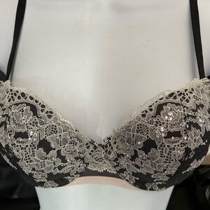 Elegant Lace Black and Cream Bra